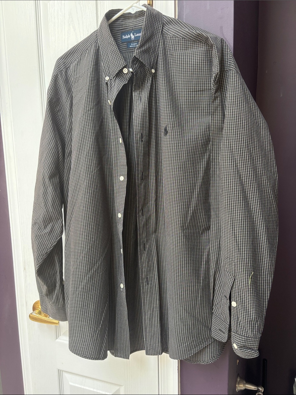 Ralph Lauren Black and Grey Micro-Check Button-Down Shirt